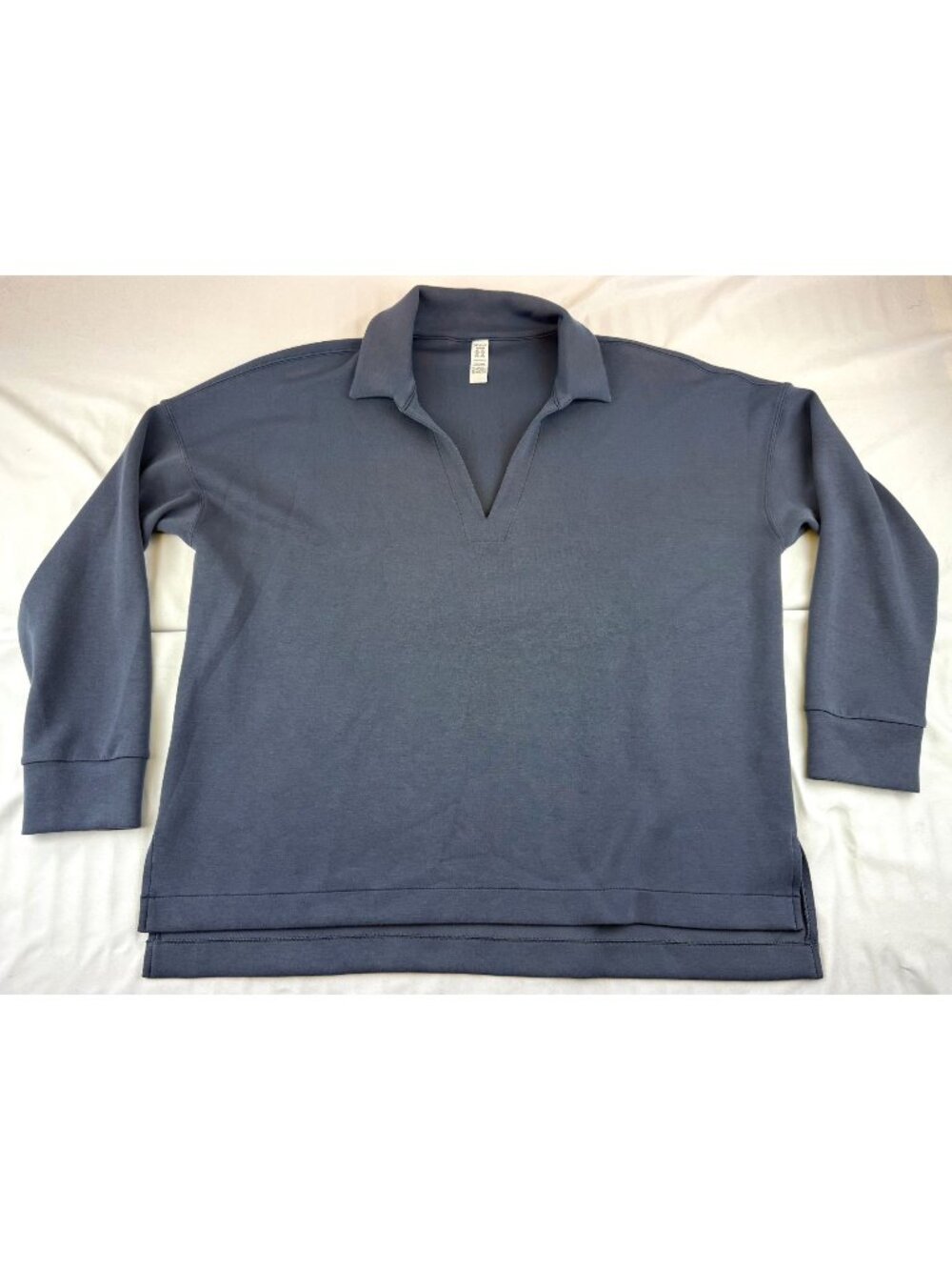 SPANX AirEssentials Long Sleeve Polo Top Gray V Neck Tunic Size 1X